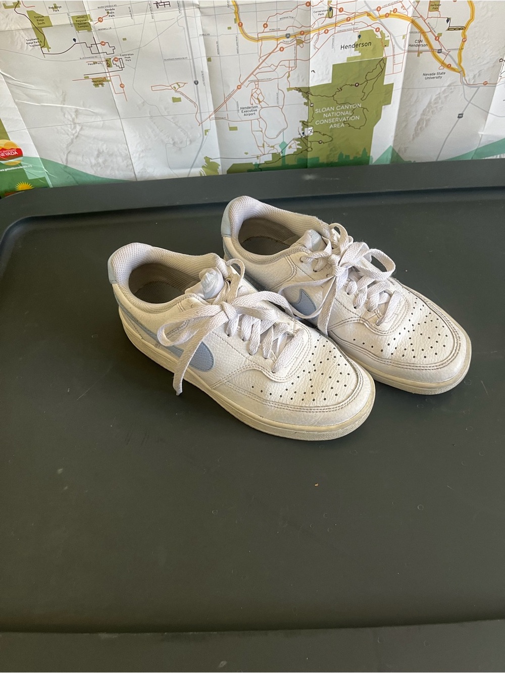 Nike Kids White Sneakers with Light Gray Swoosh